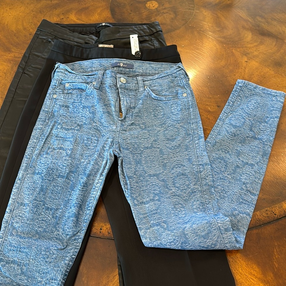 7 For All Mankind Blue and Black Skinny Jeans